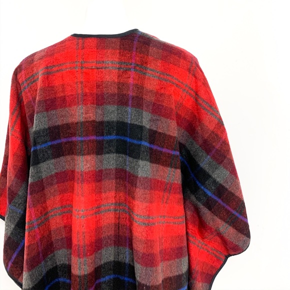 Old Navy Plaid Wool Blend Cape Poncho Open front - Picture 4 of 5
